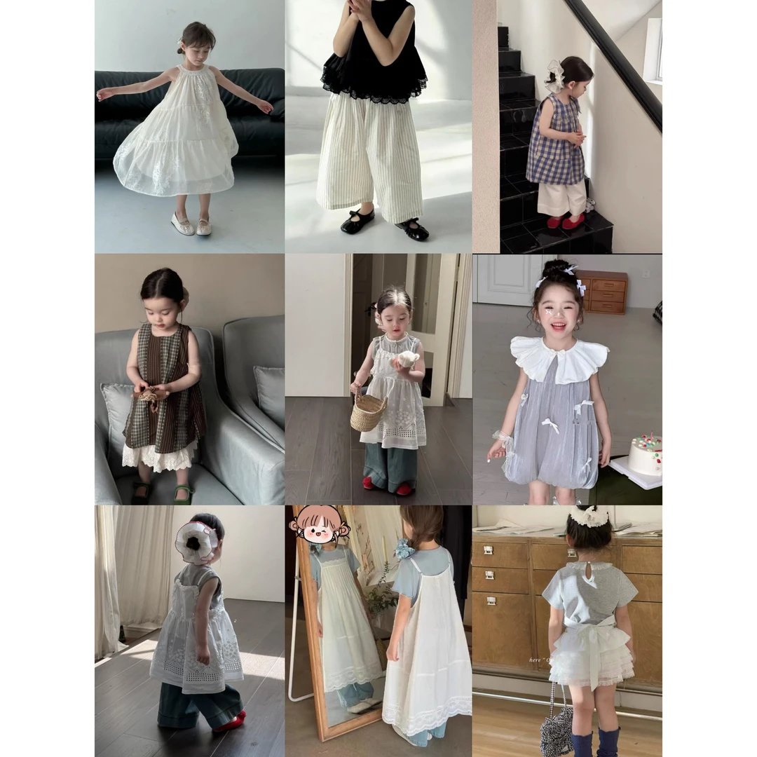 【黑妞妞童装】现货！2025夏季女童休闲套装洋气韩版连衣裙中小童