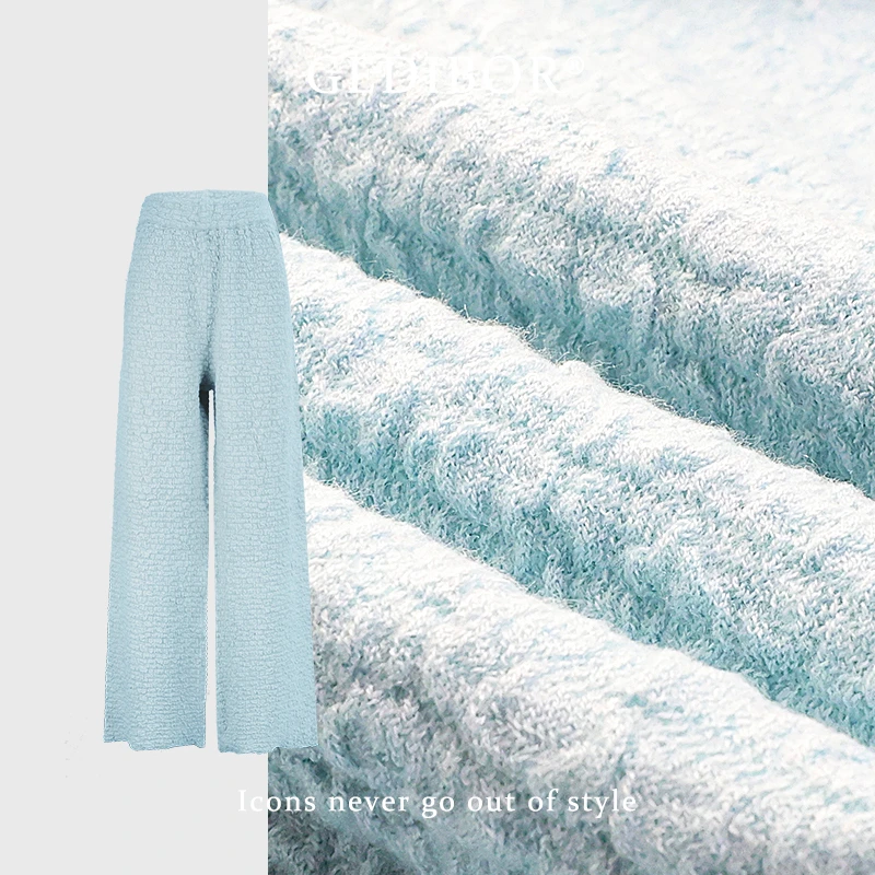 【GEDIBOR】“泡泡裤”新款时尚泡泡肌理提花直筒针织长裤