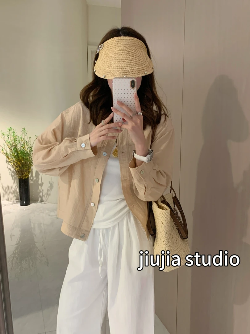九佳 疯狂安利~会呼吸【夏日画染】轻薄款休闲欧韩开衫短款防晒外套