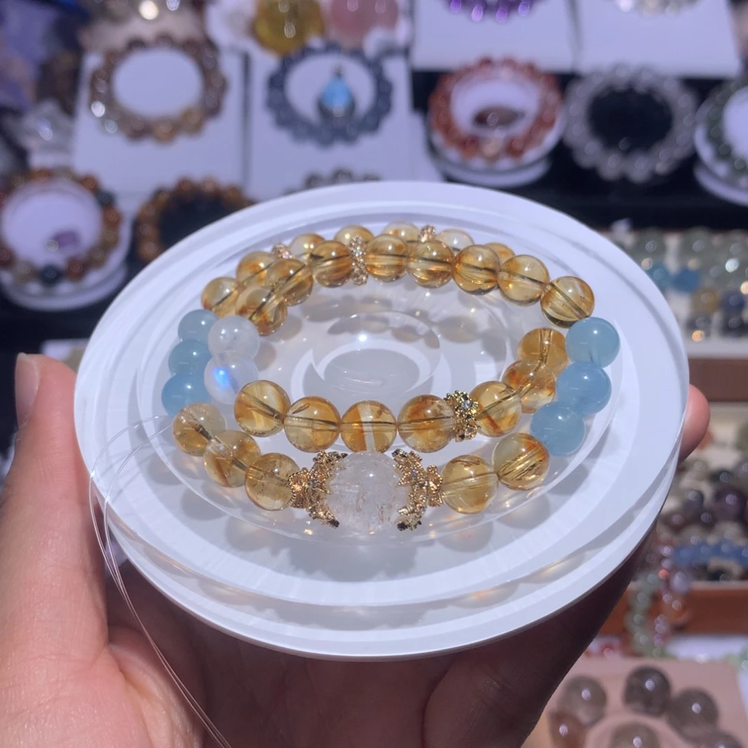 水晶手串未镶嵌u***i黄塔双圈