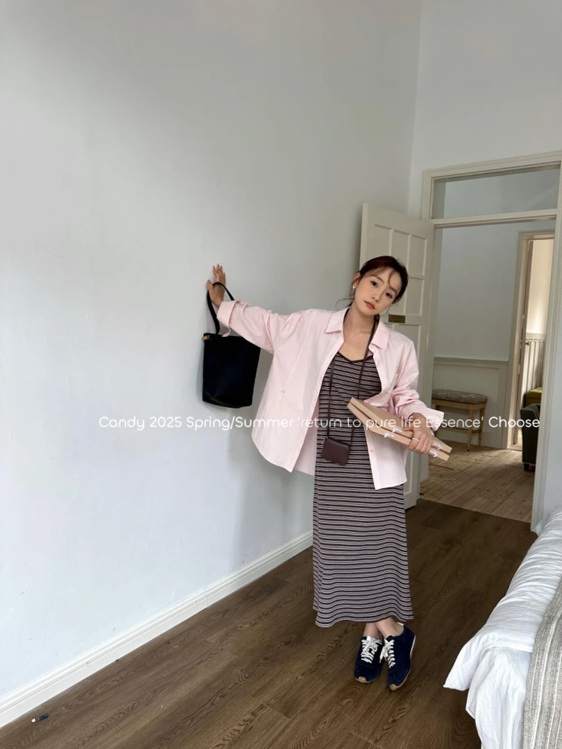 糖果~7018 春季新款韩系套装【衬衫➕吊带裙】