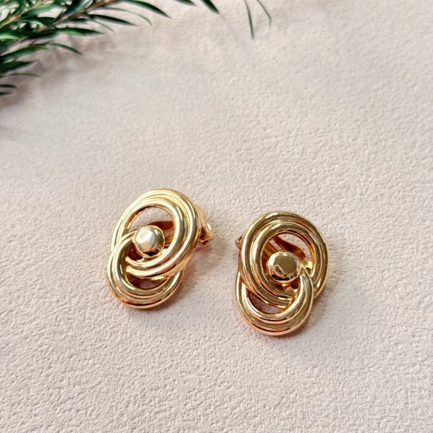 铜合金耳饰 【六六中古】孤品复古耳夹ty1732