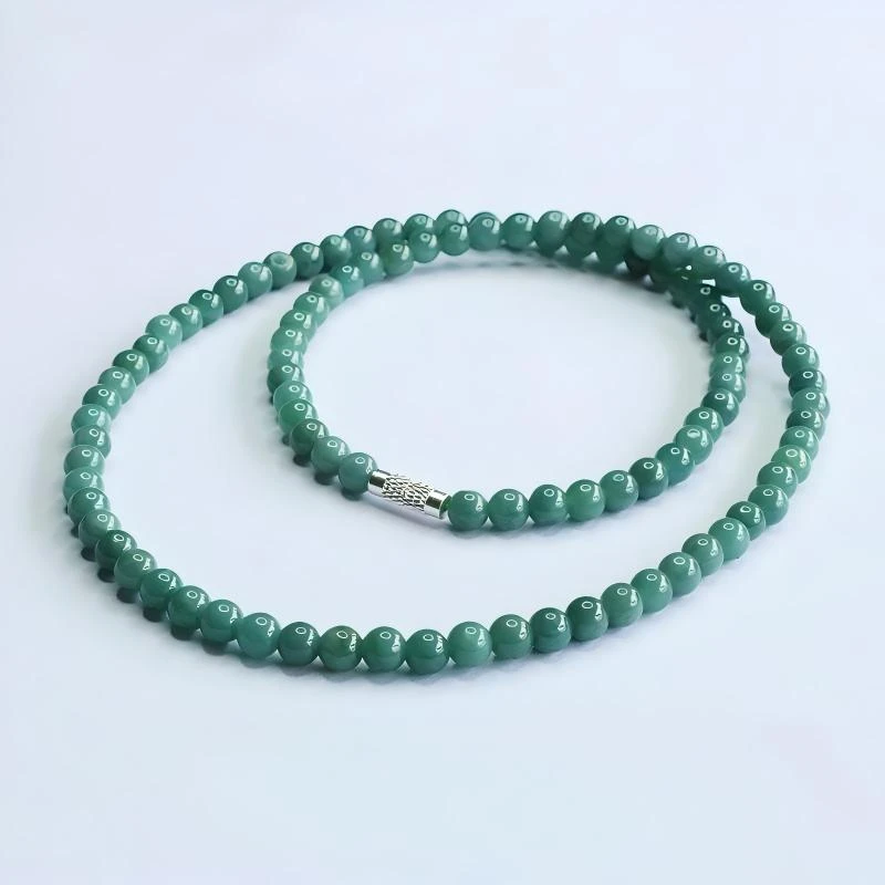 【诗百丽】天然A货蓝水翡翠圆珠项链（多样性发一件）