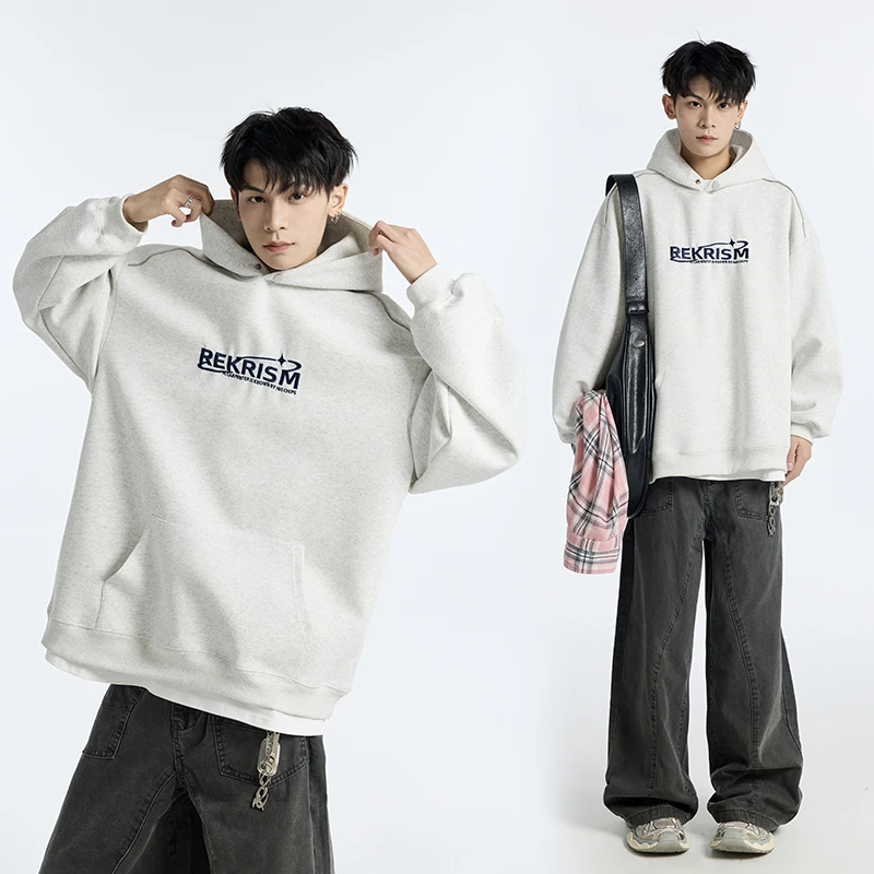 花花公子高品质2025春款400克重磅拉链工艺刺绣工艺港风连帽卫衣