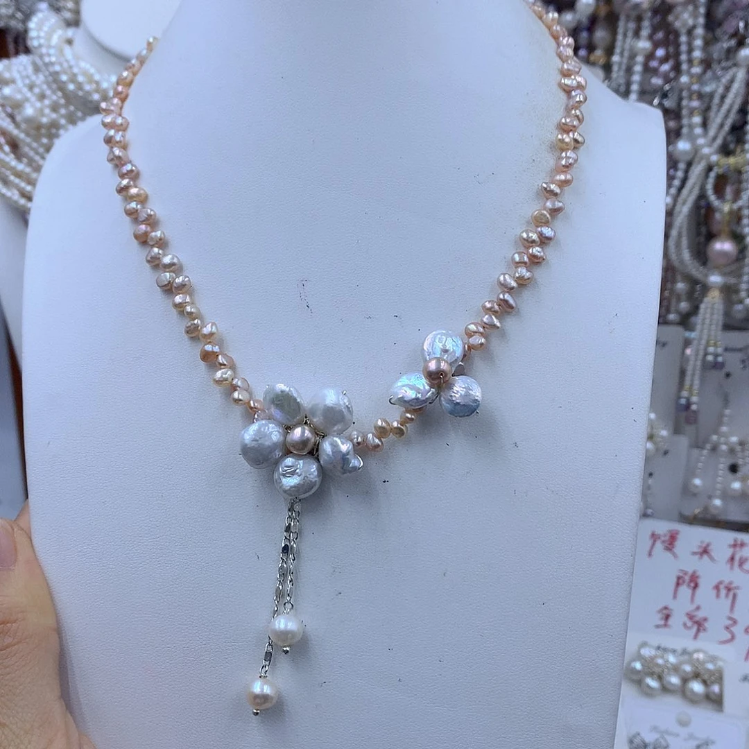 项链耳饰银S925镶嵌淡水珍珠
