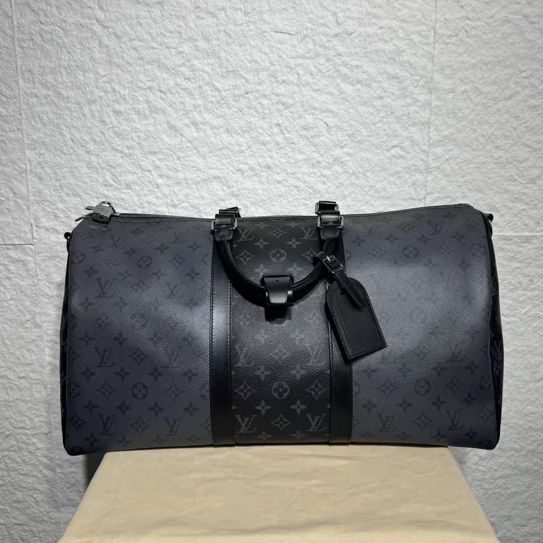 99新 LouisVuitton/路易威登 Keepall50黑老花旅行包98870985