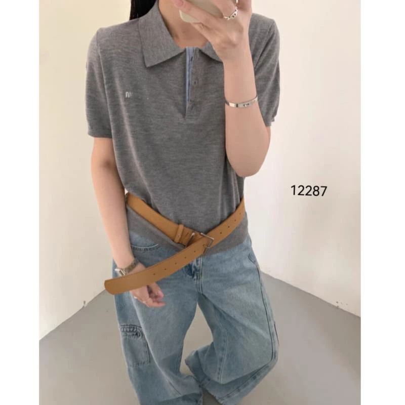 12287 （部分无水洗唛，介意慎拍）WANGDAN新款三粒扣翻领短袖