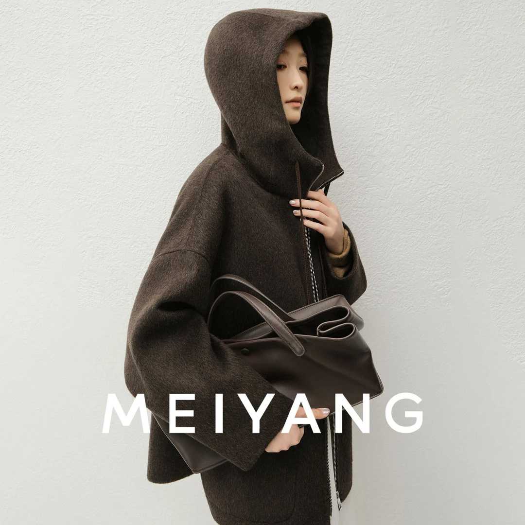 美洋MEIYANG 烤栗二号羊毛外套【商场同款】宽松连帽大衣【宽】-周二