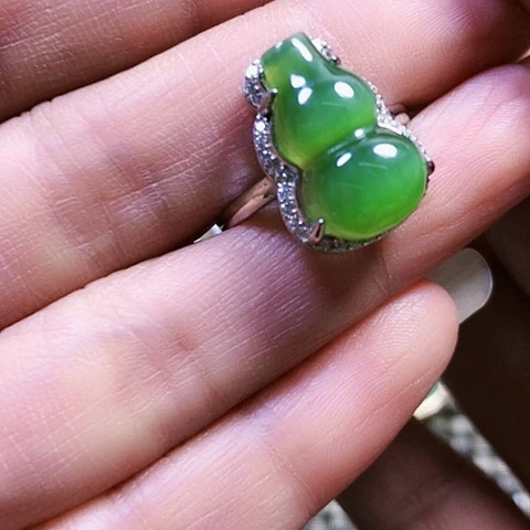 和田玉银S925镶嵌戒指