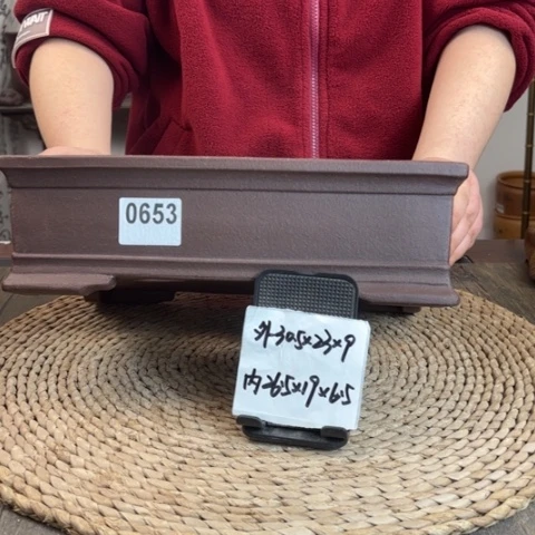 紫砂花盆紫玉金砂加宽直角长方0653