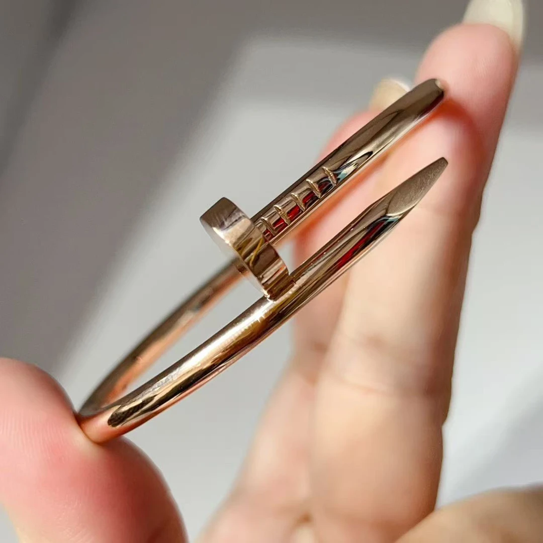 【钉子】18K 金粗版无钻手镯