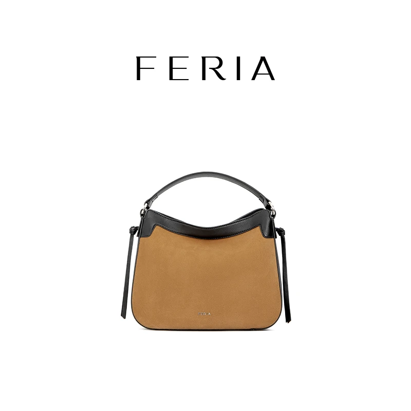 FERIA【撞色拼接手提包】FE508B120韩国小众品牌简约包包LL