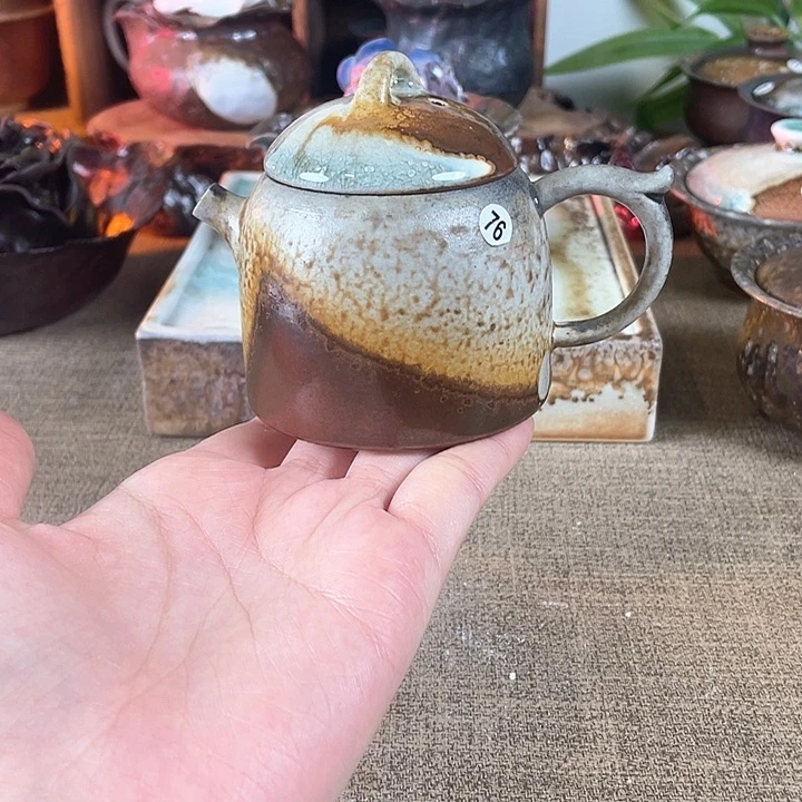 瓷片壶。    柴烧。  76号