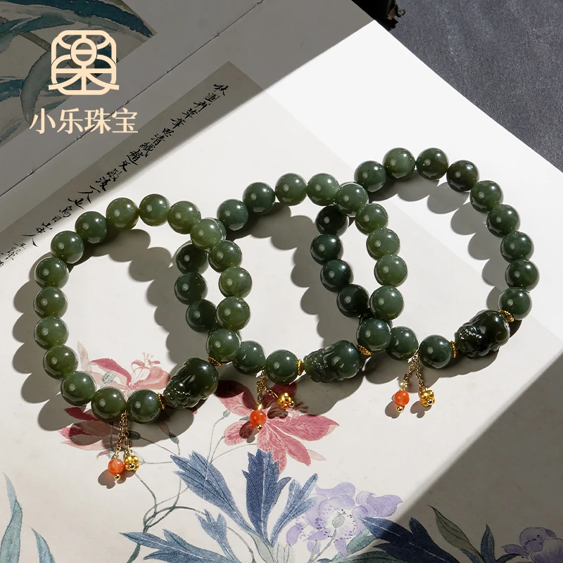 轻奢百搭设计款和田玉招财金宝貔貅女式手链多样性发一-10371
