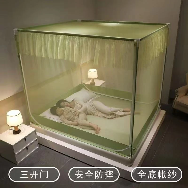 2025新款家用防摔蚊帐1.8m双人床儿童婴儿加厚支架1.5米三开门