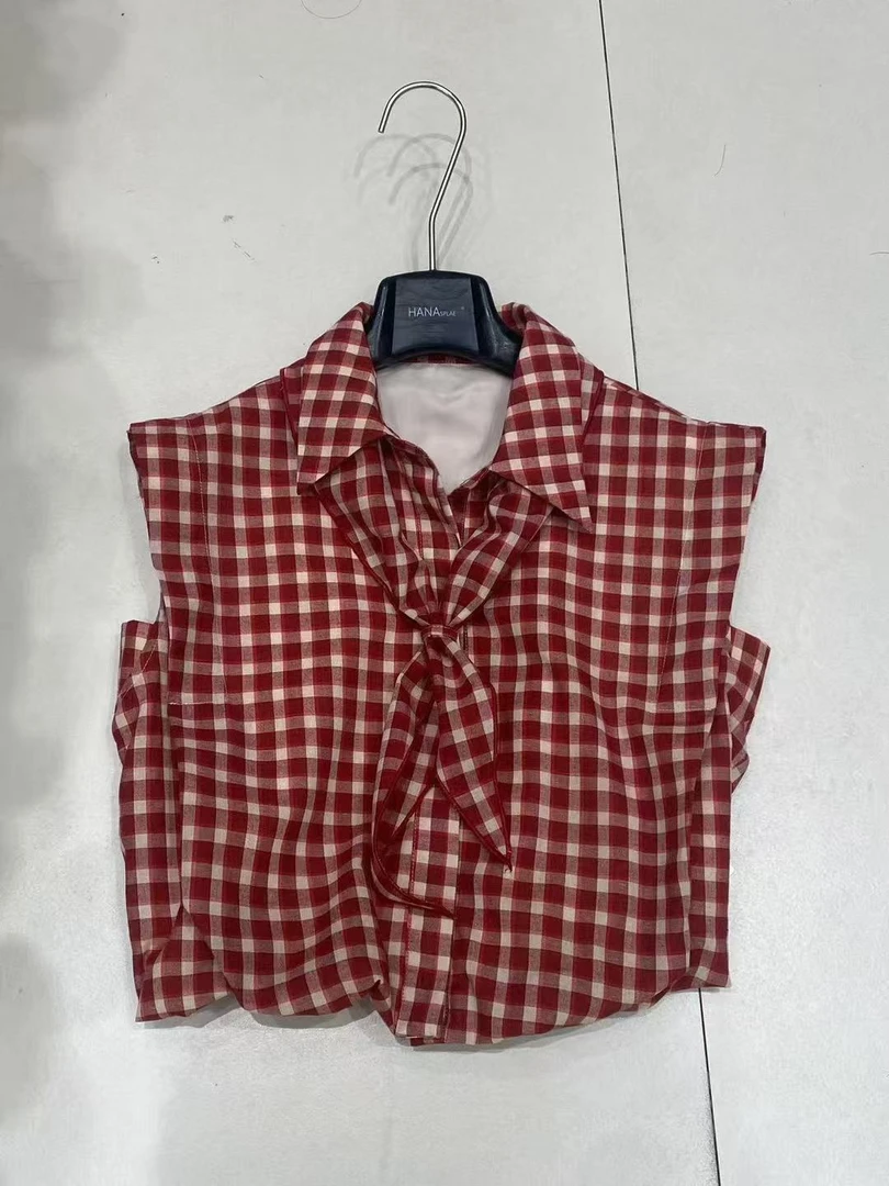 鑫燃KIKI 夏季法式高级格子设计感衬衣 17577-1 HN