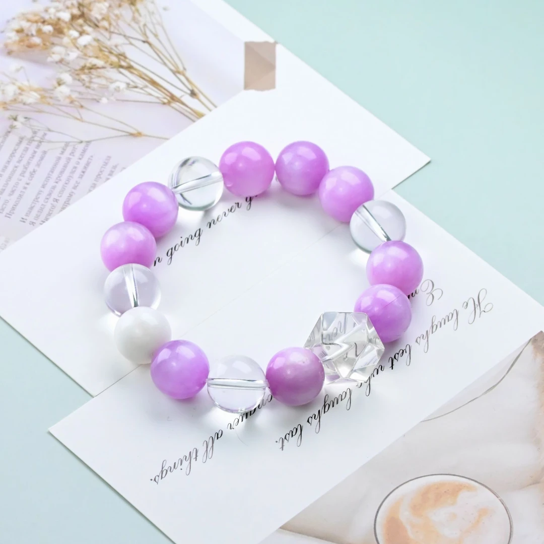 【解忧】天然紫锂辉白水晶手串手链12mm仙女气质-A132【多样性发一】