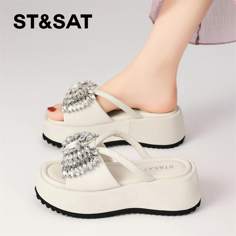 星期六厚底蝴蝶结凉拖女款2025新款夏季法式外穿凉拖鞋百搭沙滩鞋