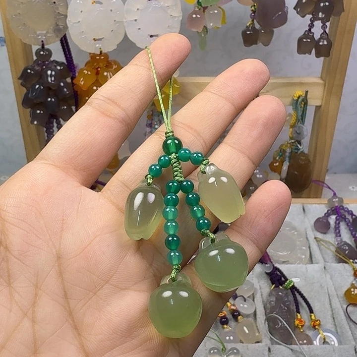 手机挂件福利款，绿色，玉兰花平安果