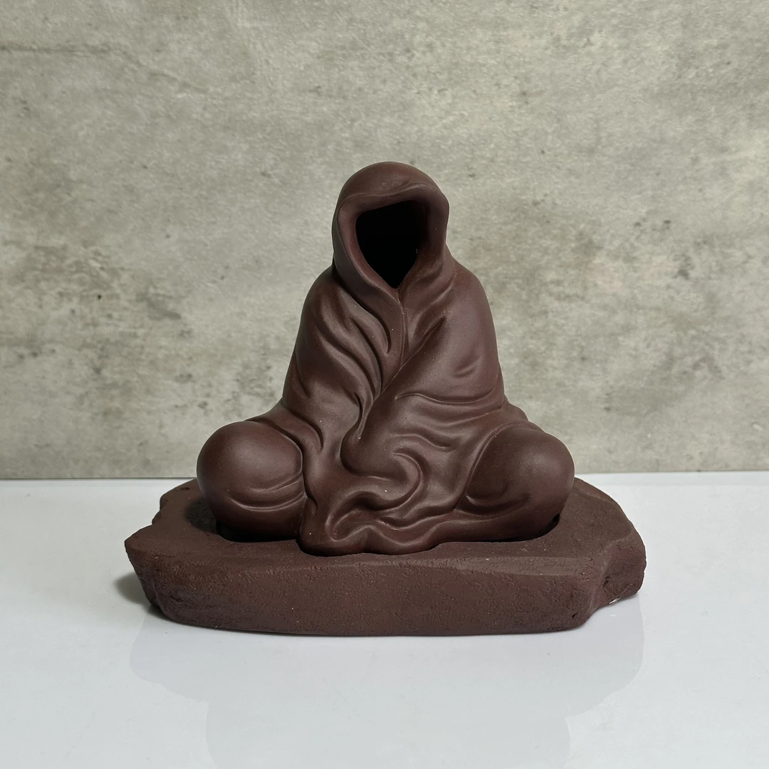 无相两件套 紫泥 高约12cm  紫砂茶宠 1076