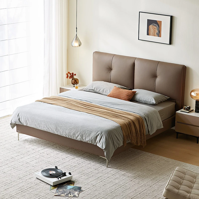 【严选】林氏家居现代简约真皮主卧床小户型储物双人床新款PC505