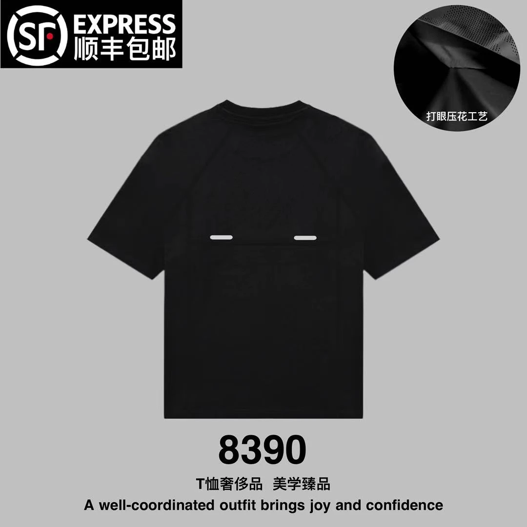 8390WGXX镂空版运动健身户外速干透气打底短袖男士圆领户外短袖