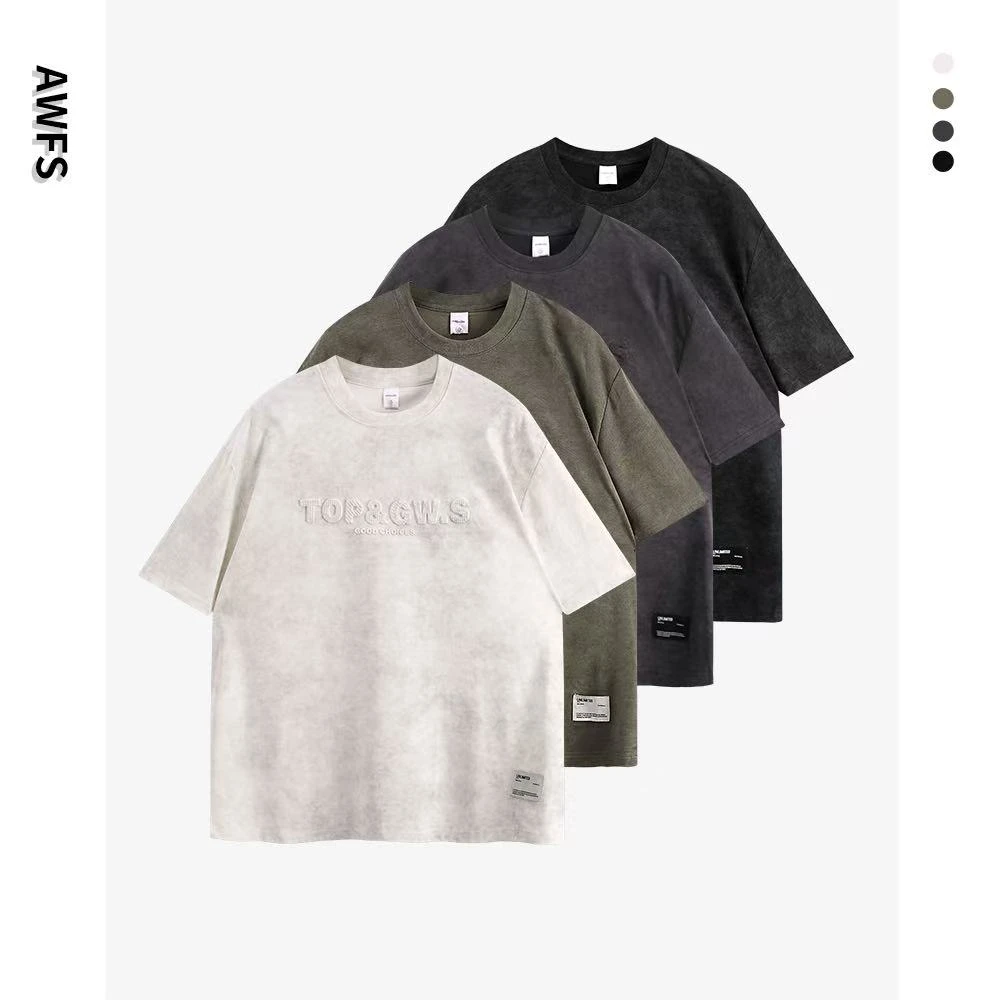 【50支扎染水洗棉】钢印扎染设计感时尚男女同款圆领短袖T恤Z-89066