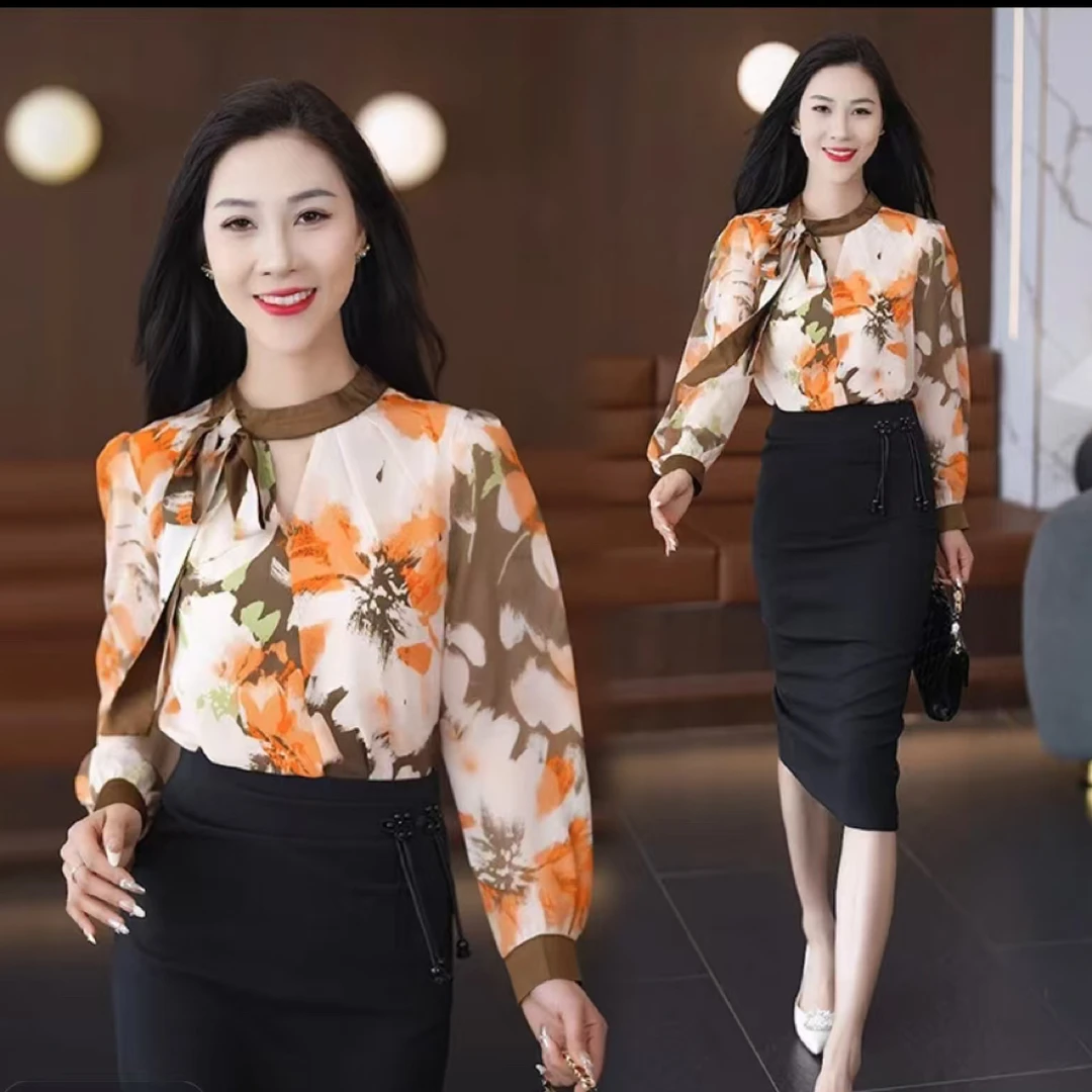 9899#【衣长55】春夏新款设计感显瘦长袖百搭时尚洋气女士打底衬衫