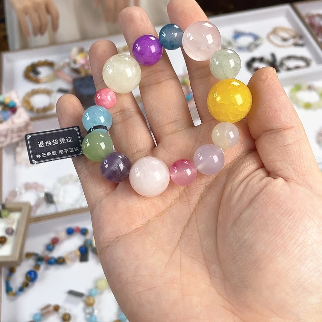 水晶手链银S925镀金镶嵌