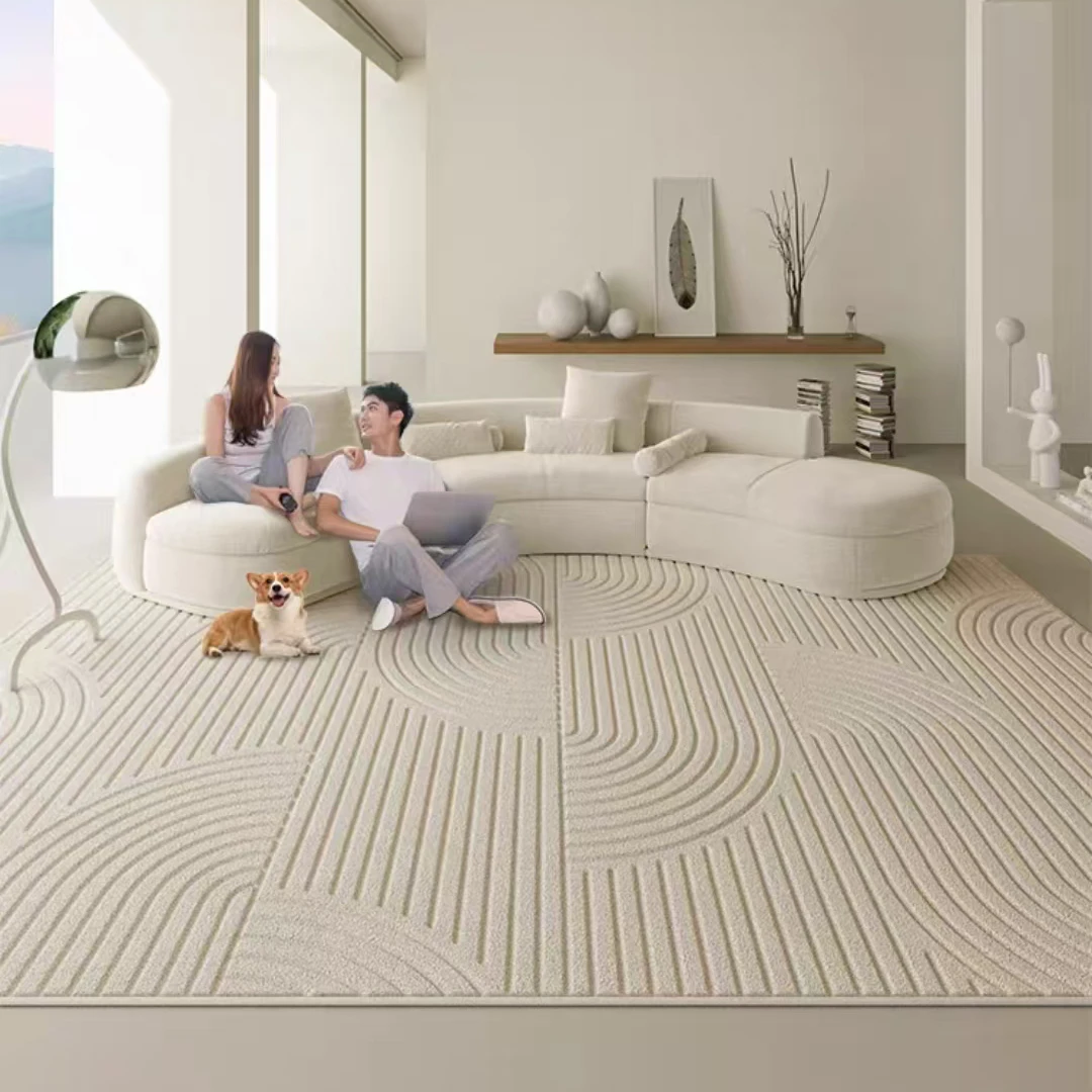 地毯客厅2025新款免洗可擦高端原木奶油风轻奢高级防水地垫无胶水