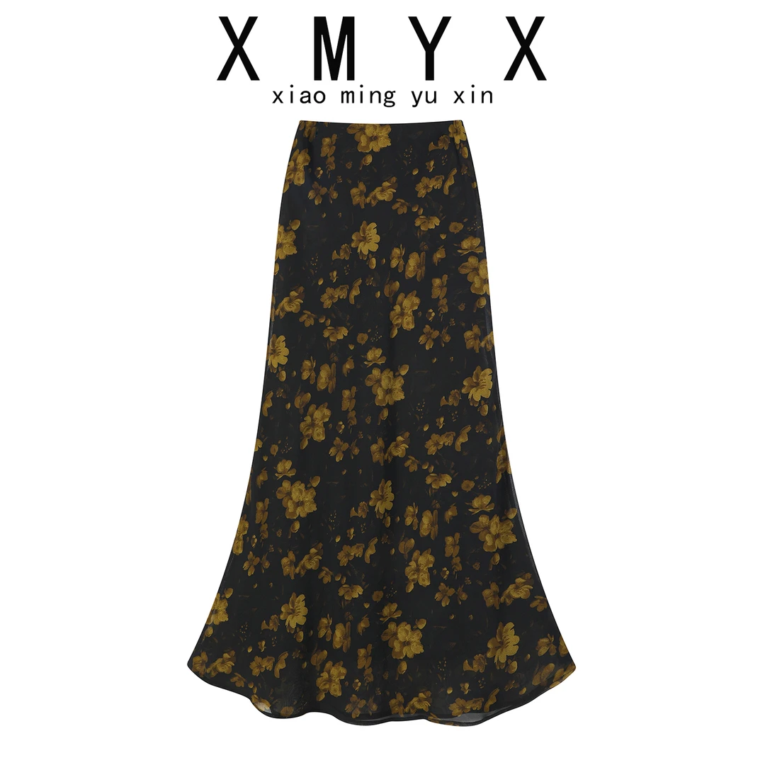 【XMYX】法式复古气质碎花半身裙女夏季高腰显瘦性感包臀裙a字长裙