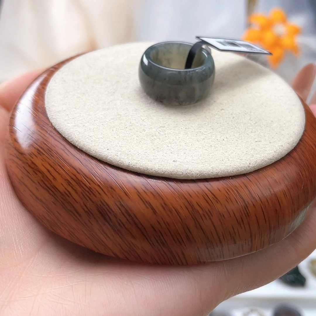 和田玉未镶嵌戒指蓝糖墩墩16.4v17