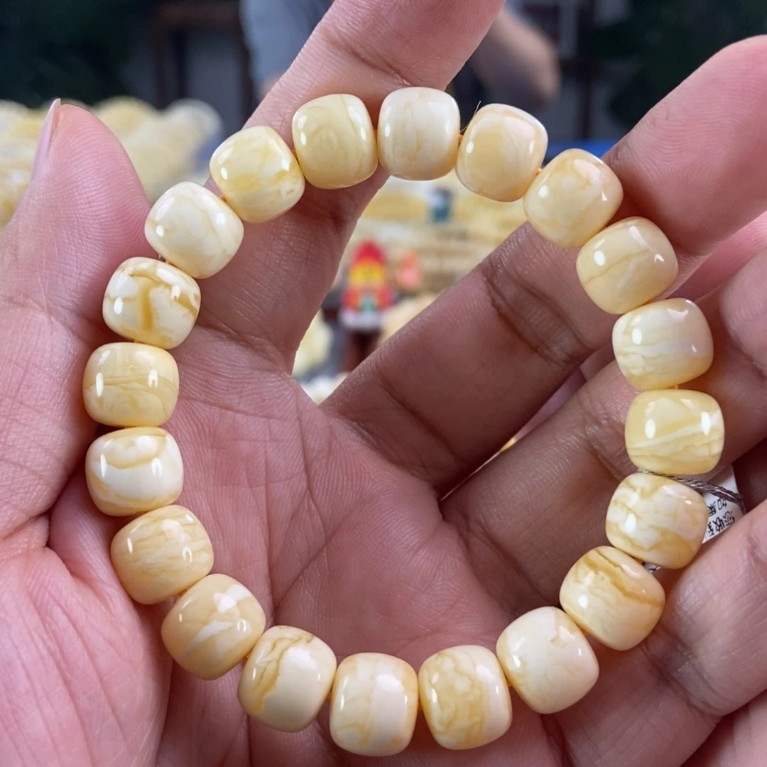 琥珀未镶嵌珠宝奇石11虎皮纹老型手串15.88