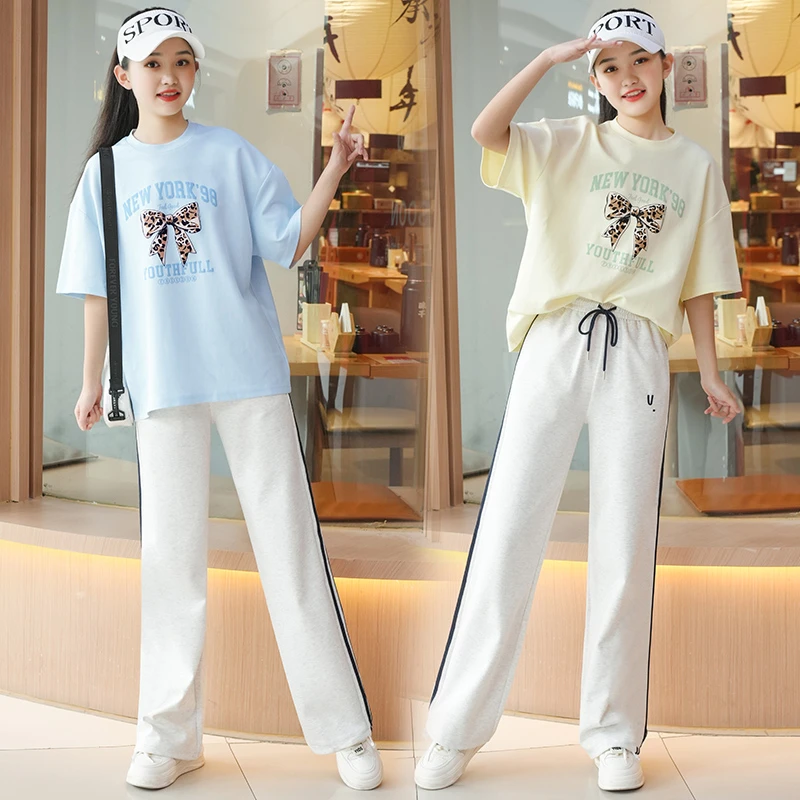 女童夏季套装2025新款初高中生女孩休闲风穿搭薄款宽松夏装两件套