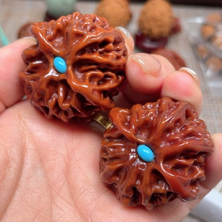 把件文玩核桃白狮子半壁