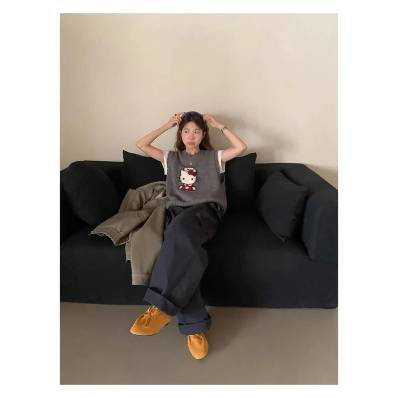 QY-韩系卡通马甲女韩版秋冬新款百搭显瘦叠穿毛衣背心H09-2042