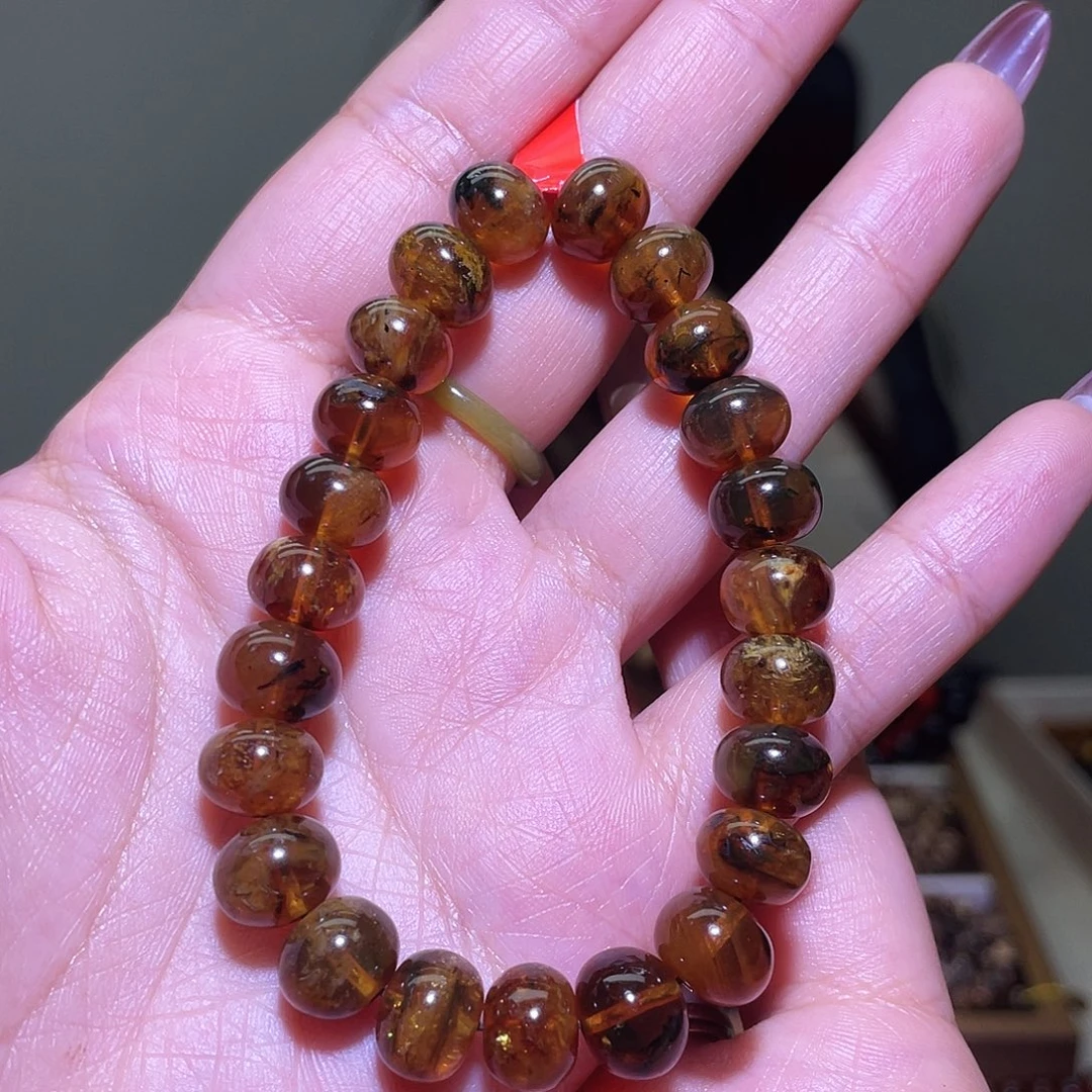 琥珀未镶嵌裸石抚顺琥珀10+蜜蜡手串