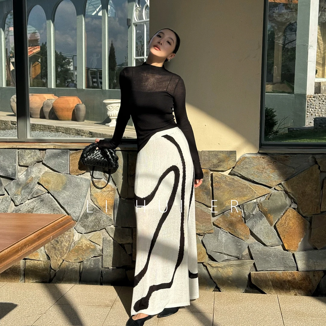 LiHuiEr李慧儿【踏月】2025秋季简约小众斑马纹半身裙YCMC-016