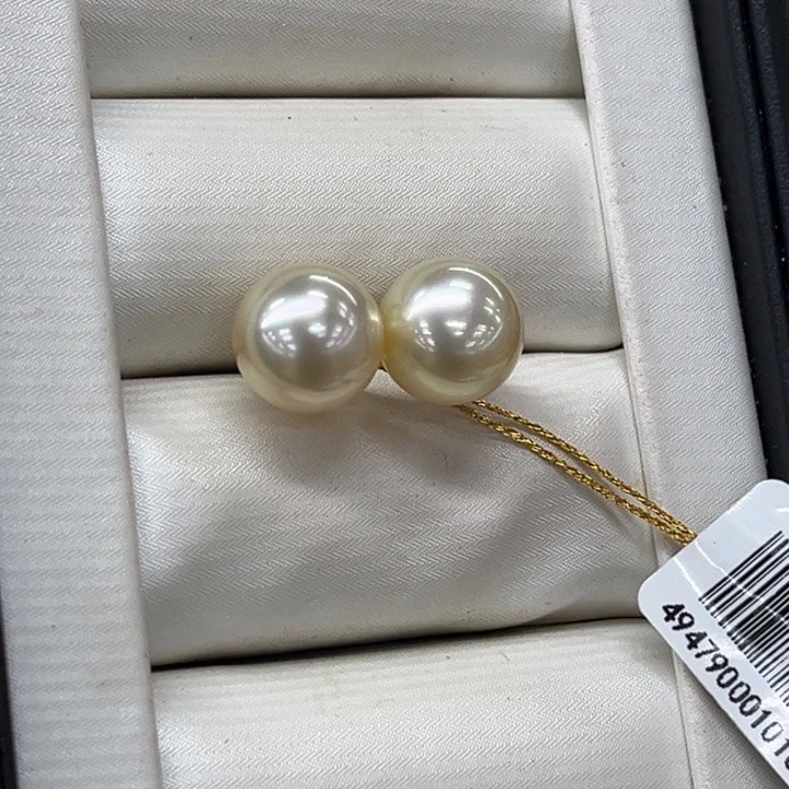 18K金镶嵌耳饰海水珍珠10-11mm140号