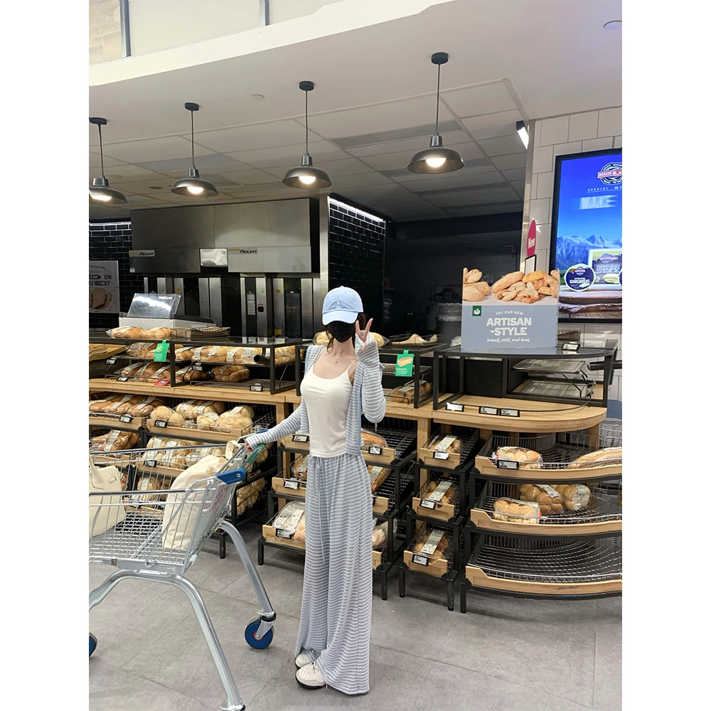 【条纹天菜组】韩国毛巾料感 轻薄防晒懒人机场出行时尚套装21281