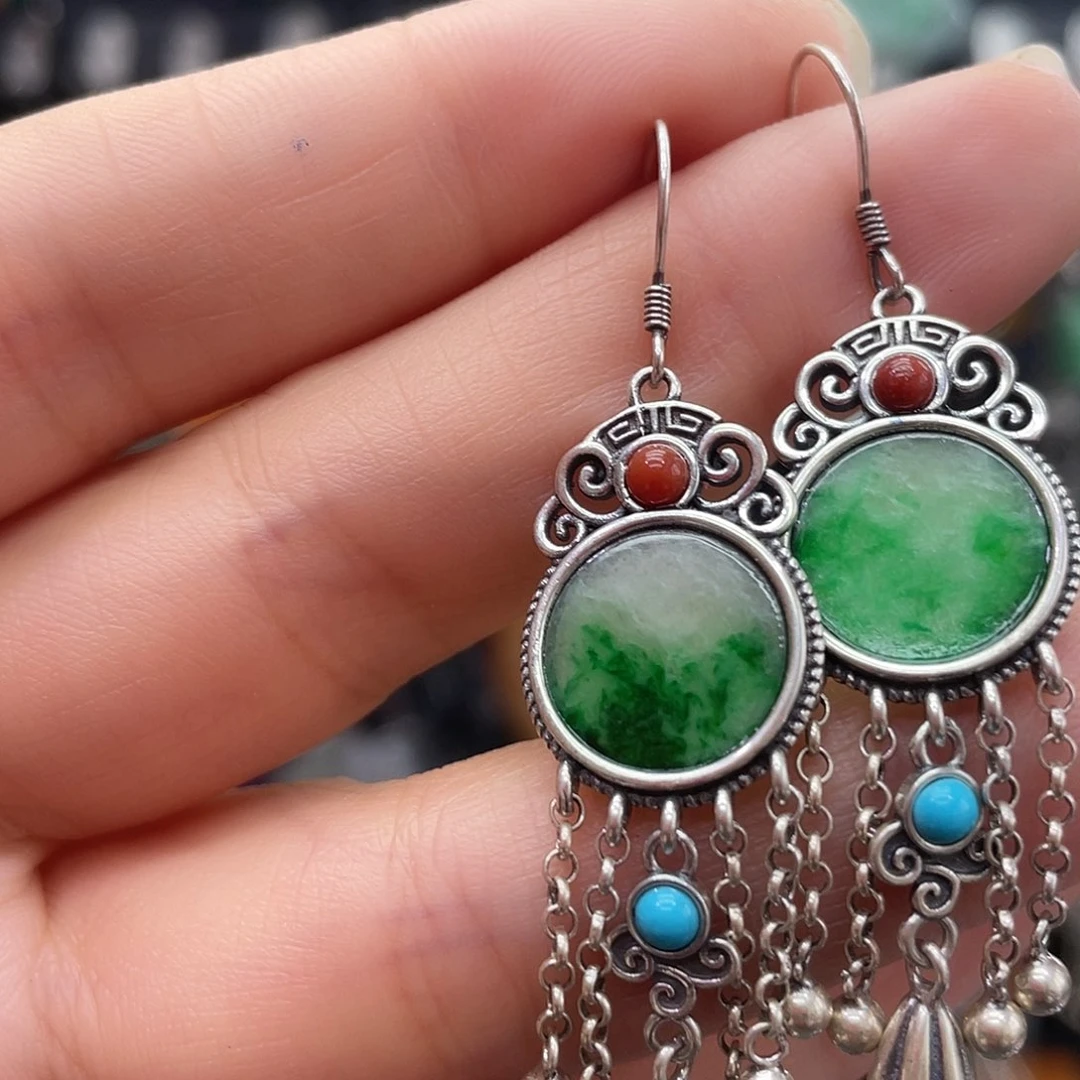 翡翠银S925镶嵌耳饰艾*儿ghjghhh