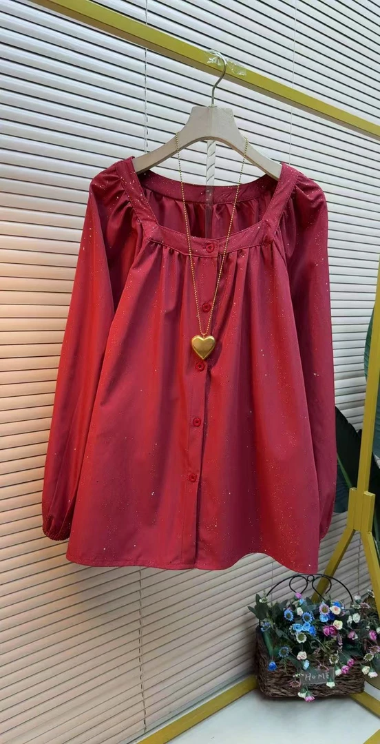 时尚百搭洋气长袖气质1233韩版轻奢遮肉显瘦减龄大码亮星星女人衫