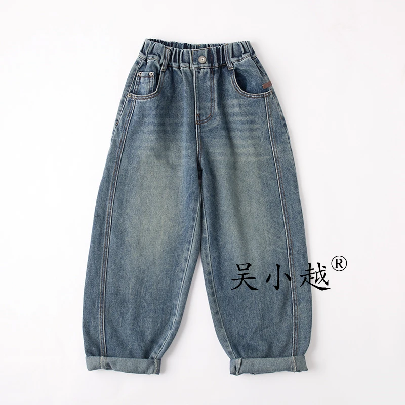 吴小越w1550男童牛仔裤秋款刺绣韩版痞帅男孩秋冬新款韩版长裤