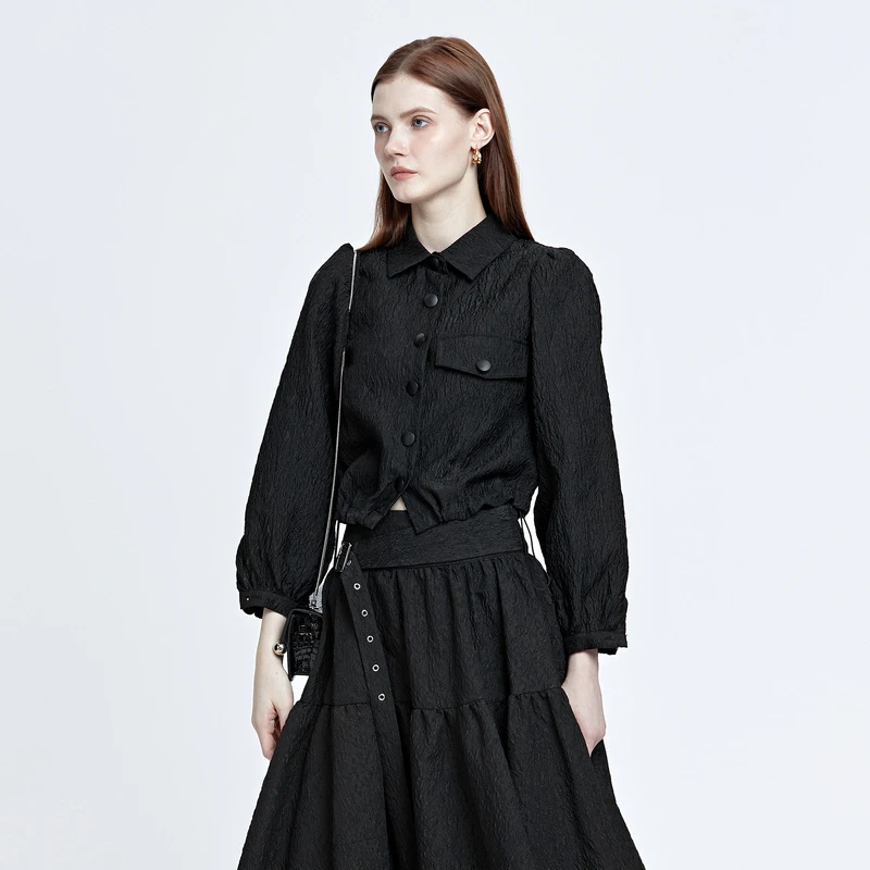 【莉莉专属】S.DEER肌理泡泡袖设计师短款外套复古收腰