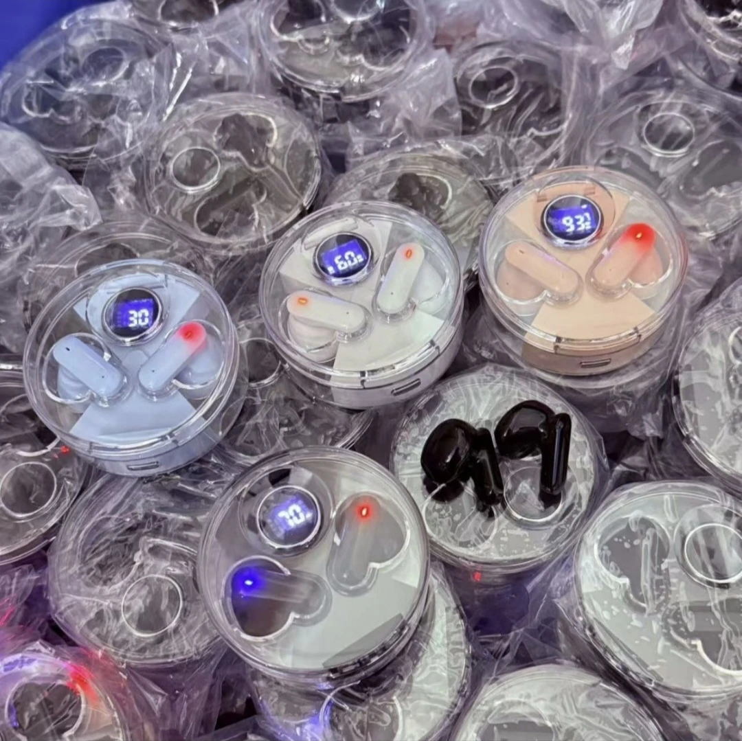 高颜值5月新款透明半入耳式无线蓝牙耳机降噪高音质超长续航