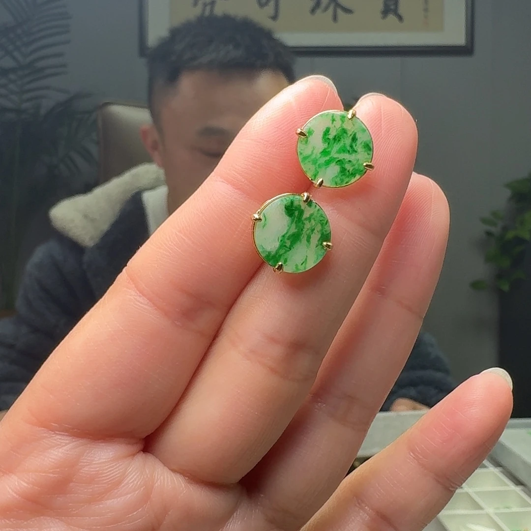 翡翠银S925镶嵌耳饰多样性发货其一