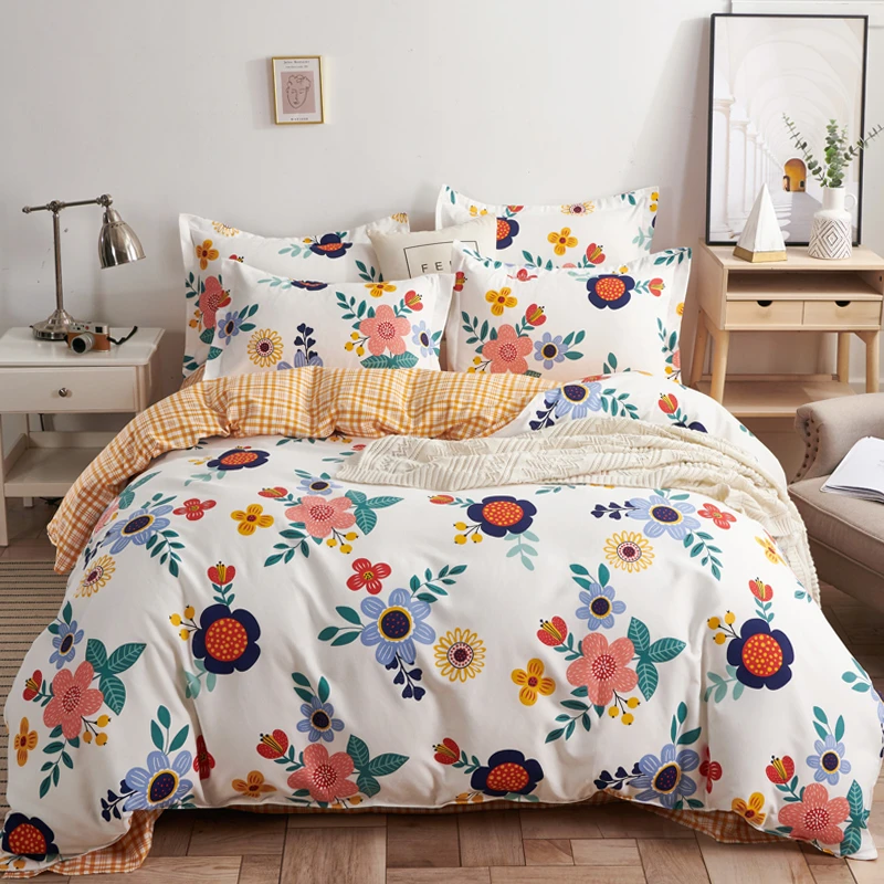 【清风徐徐】清新四件套斜纹高支高密单双人床上用品 床单被套套件m