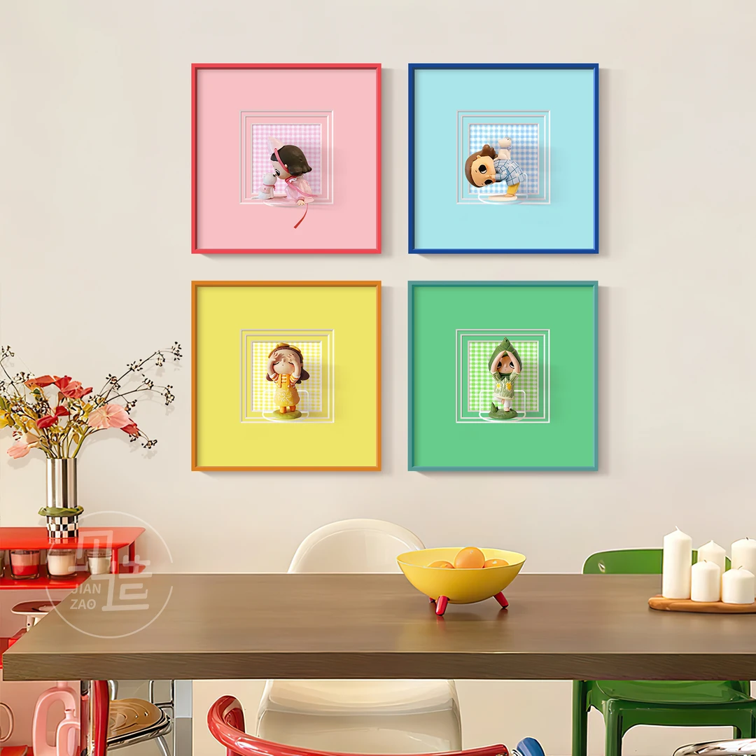 入户玄关多巴胺盲盒相框收纳展示架2025新款客厅转角可diy展示框