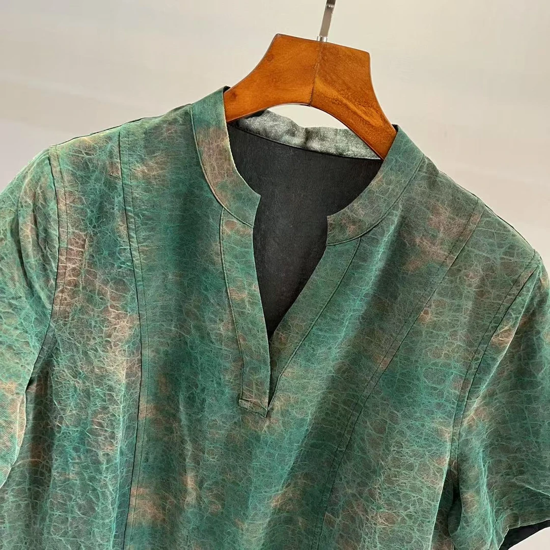 老料彩龟双面穿100%桑蚕丝连衣裙8205