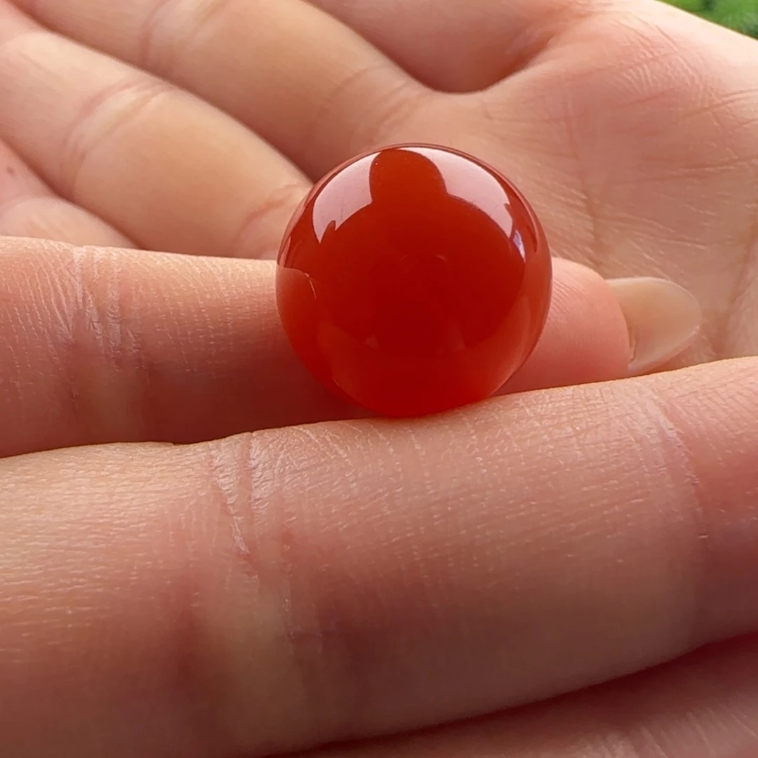 南红玛瑙未镶嵌圆珠15.4，柿子红，肉